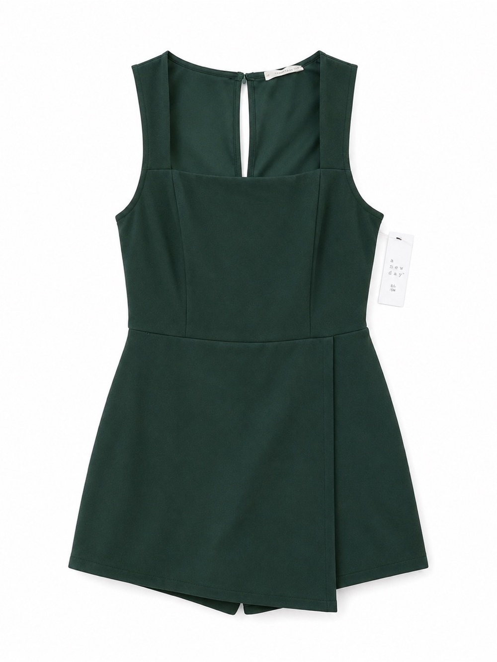 Timing Dark Green Sleeveless Square-Neck Mini Dress